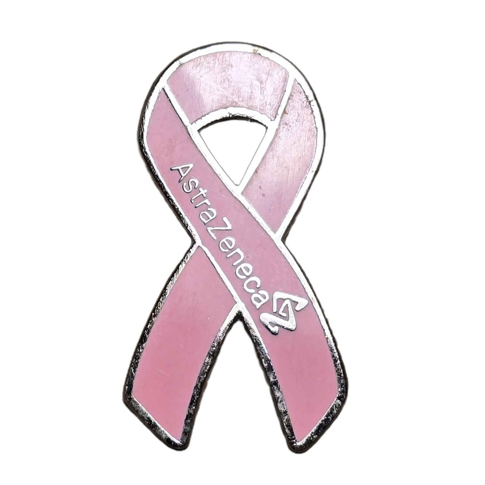 AstraZeneca Pink Awareness Ribbon Corporate Lapel Vest Hat Pin K27
